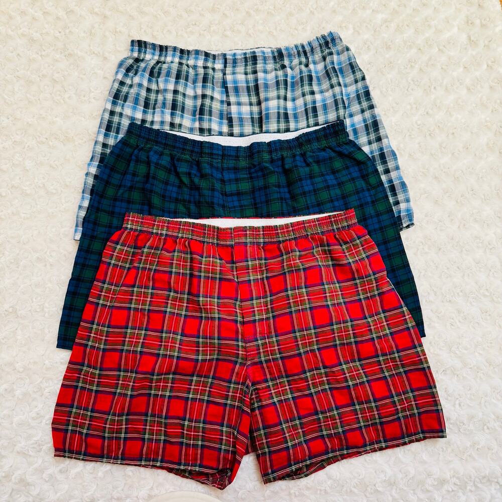 Mens Unisex Tartan Cotton Boxer Sorts Medium 3 pair